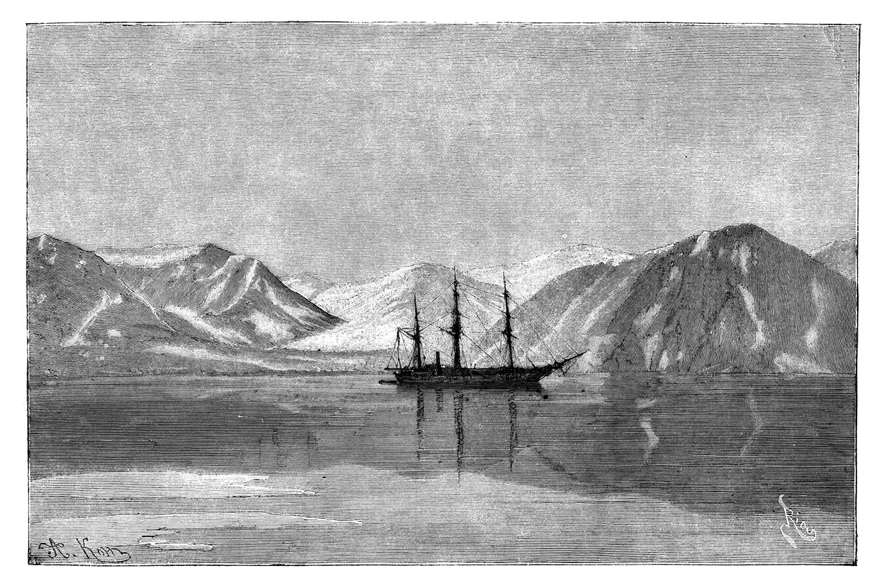 1895 में साइबेरिया, रूस के कोनियम बे में लंगर में शाकाहारी। द्वारा अरमानंद कोहल