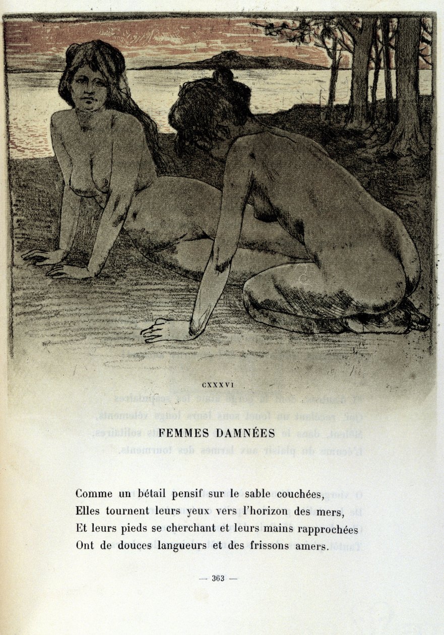 चार्ल्स बौडेलेयर (1821-1867) 1899 द्वारा "लेस फ्लेयर्स डू मल" में "शापित महिला" कविता के लिए आर्मंड रासेनफोस (1862 - 1934) द्वारा चित्रण द्वारा आर्मंड रासेनफोस्से