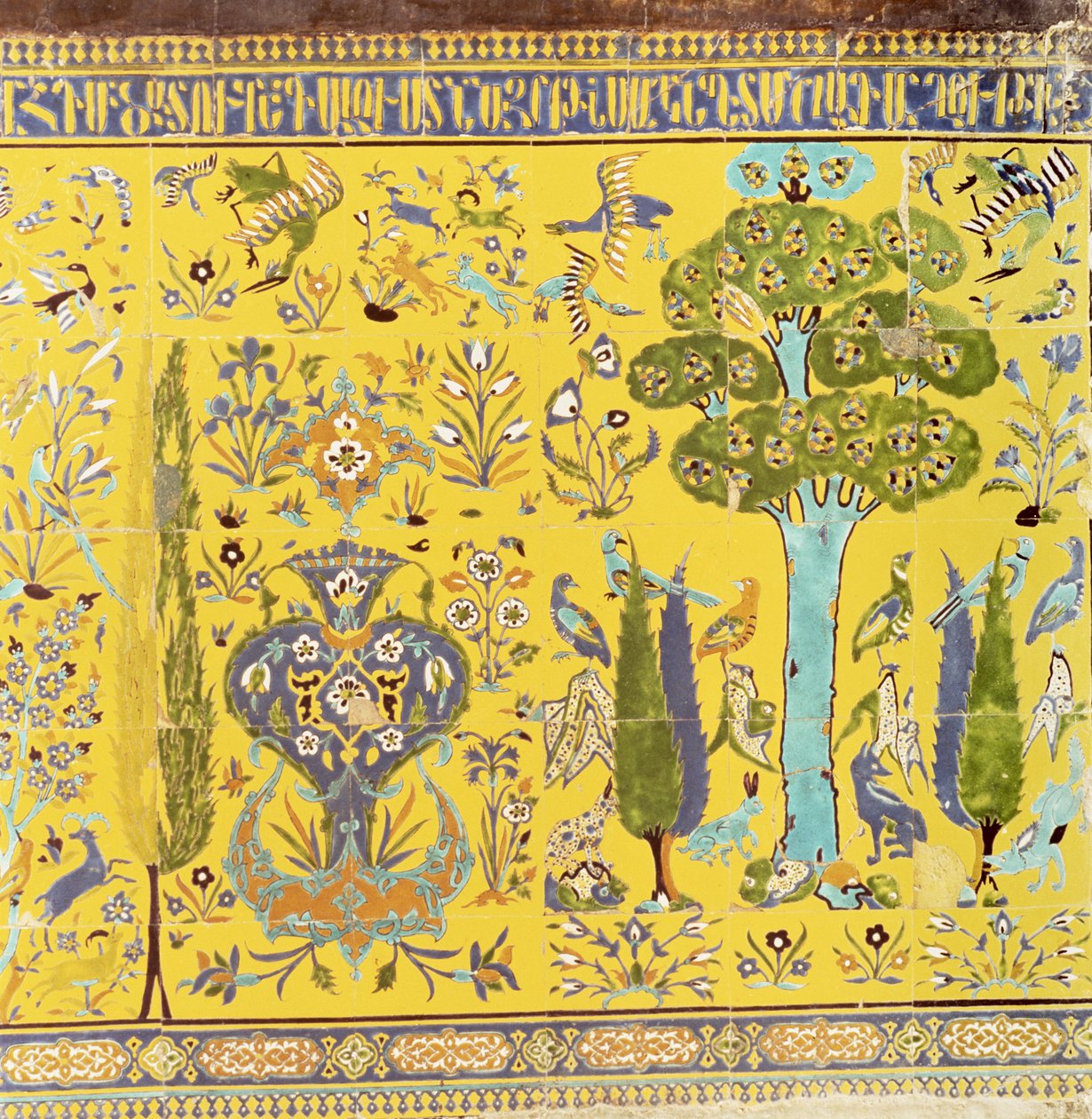 एक आंतरिक दीवार की टाइलों के निचले हिस्से से विस्तार, चर्च 1613 (सिरेमिक) में पूरा हुआ द्वारा अर्मेनियाई स्कूल