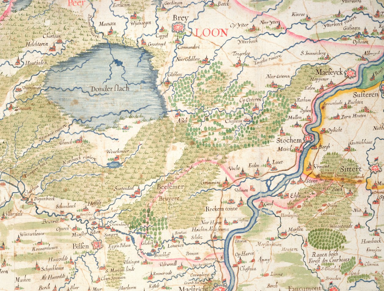 &39;स्पेन के राजा और हॉलैंड के अनुमानों के बीच युद्धों के रंगमंच&39; से &39;तीस साल के युद्ध (1618-48) के समय फ़्लैंडर्स का मानचित्र,&39; एटलस ऑफ़ रिचल्यू &39; द्वारा अर्नोल्ड फ्लोरेंट वैन लैंग्रेन