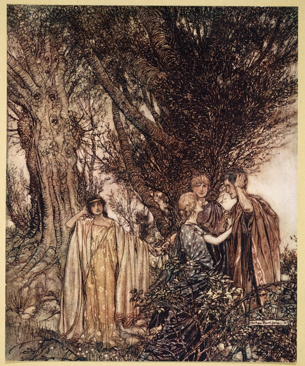 ..क्या आप निश्चित हैं, कि हम जाग रहे हैं, यह मुझे लगता है कि अभी तक हम सोते हैं, हम सपने देखते हैं, विलियम शेक्सपियर द्वारा &39;मिडसमर नाइट्स ड्रीम&39;, 1908 द्वारा आर्थर रैकहम