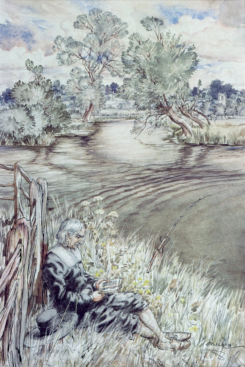 Izaak Walton, 1931 में Izaak Walton द्वारा &39;द कम्प्लिट एंगलर&39; से एक बाड़ के खिलाफ पुनर्विचार द्वारा आर्थर रैकहम