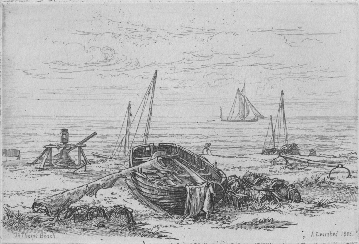 थोर्प बीच पर, 1888। द्वारा आर्थर एवरशेड