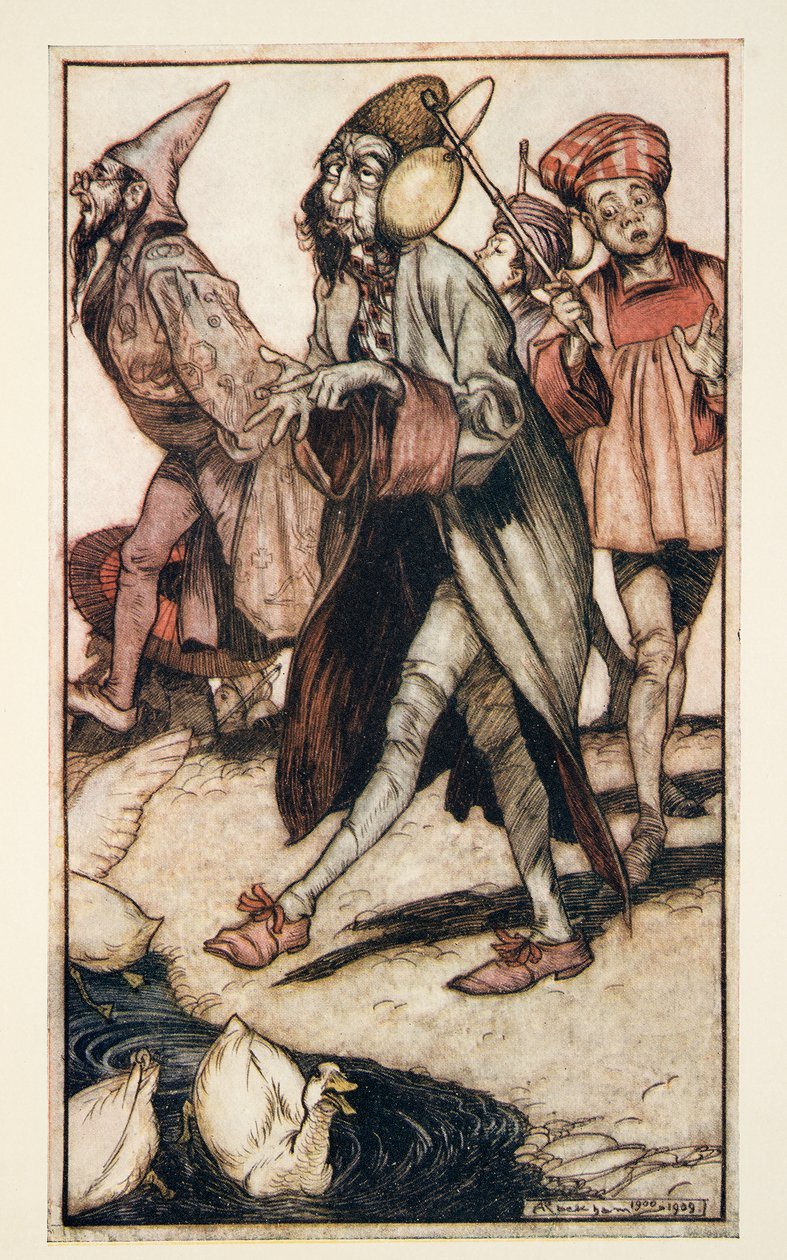 जोनाथन स्विफ्ट (1667 - 1745), पब द्वारा गुलिवर्स ट्रैवेल्स से एक लापुटियन जेंटलमैन वॉक 1909 द्वारा आर्थर रैकहम