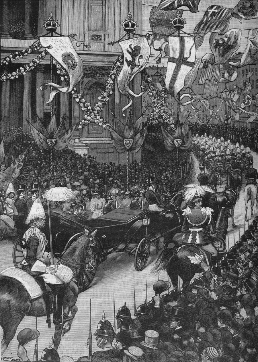 यॉर्क के ड्यूक का विवाह: सेंट पॉल कैथेड्रल से गुजरने वाला शाही जुलूस, 1893 1906 द्वारा आर्थर सैल्मोन