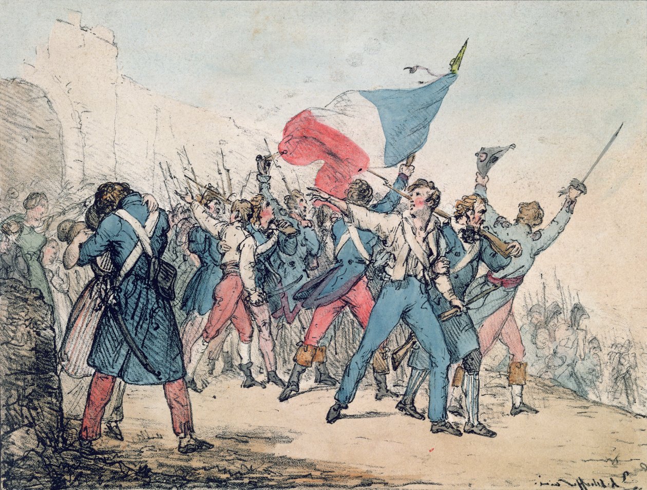 1830 की क्रांति और मार्सिले का रूपक, गिहौत बंधुओं द्वारा उत्कीर्ण, 1830 द्वारा ऐरी शेफ़र