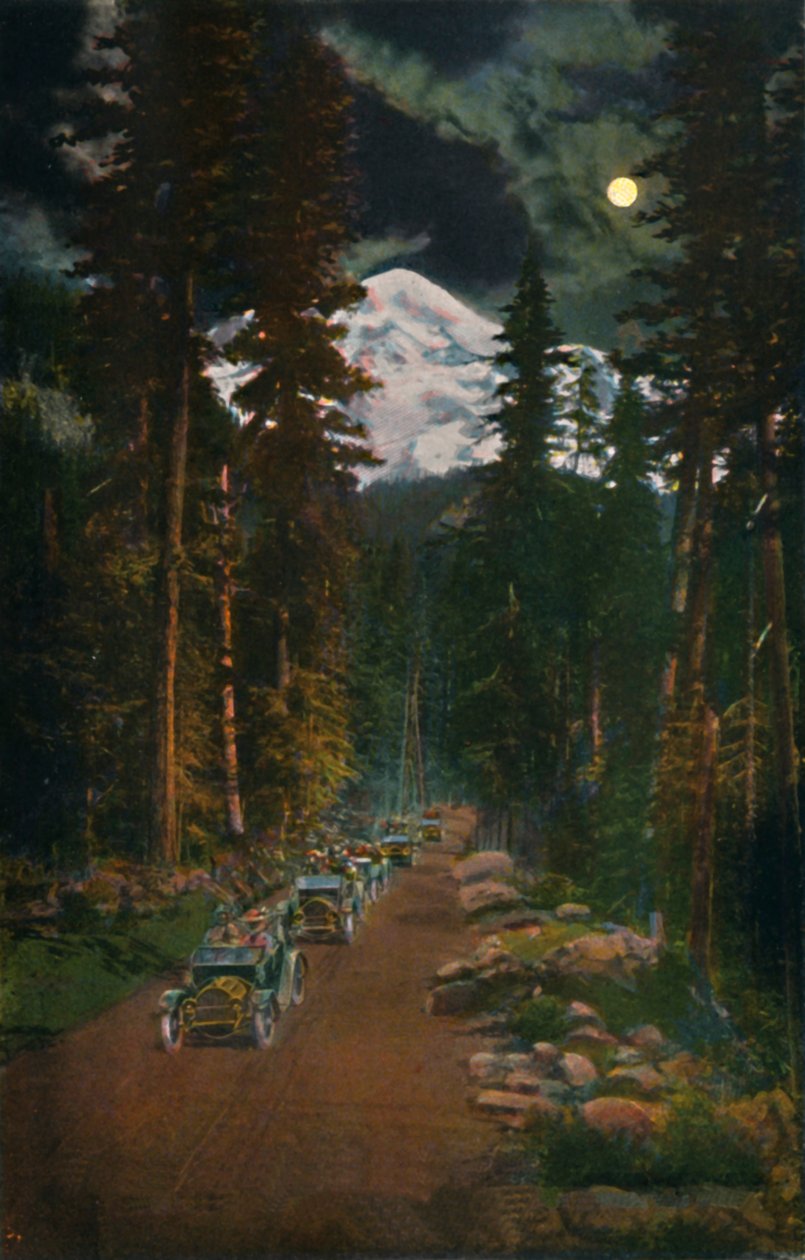 माउंट रेनियर नेशनल पार्क, वाशिंगटन से सड़क पर, c1916 द्वारा असाहेल कर्टिस