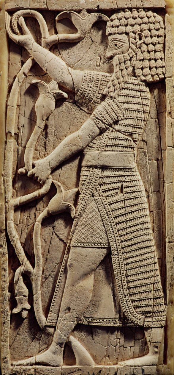 सलमानसर III (858-823 ईसा पूर्व) के महल से एक योद्धा का चित्रण करते हुए निम्रद द्वारा असीरियन
