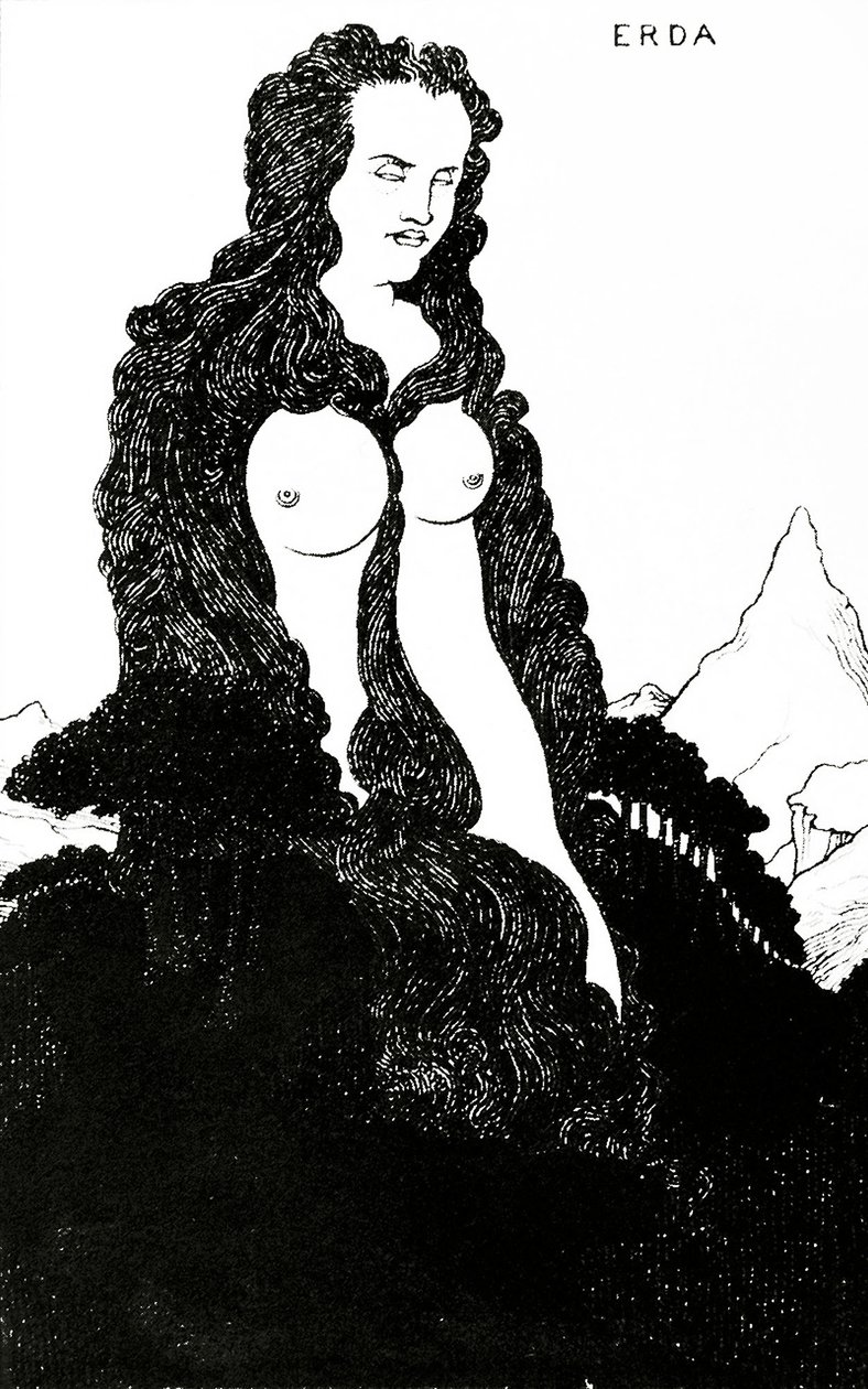 एर्दा, &39;दास रेनगोल्ड&39; 1896 के लिए चित्रण द्वारा ऑब्रे बियर्डस्ले
