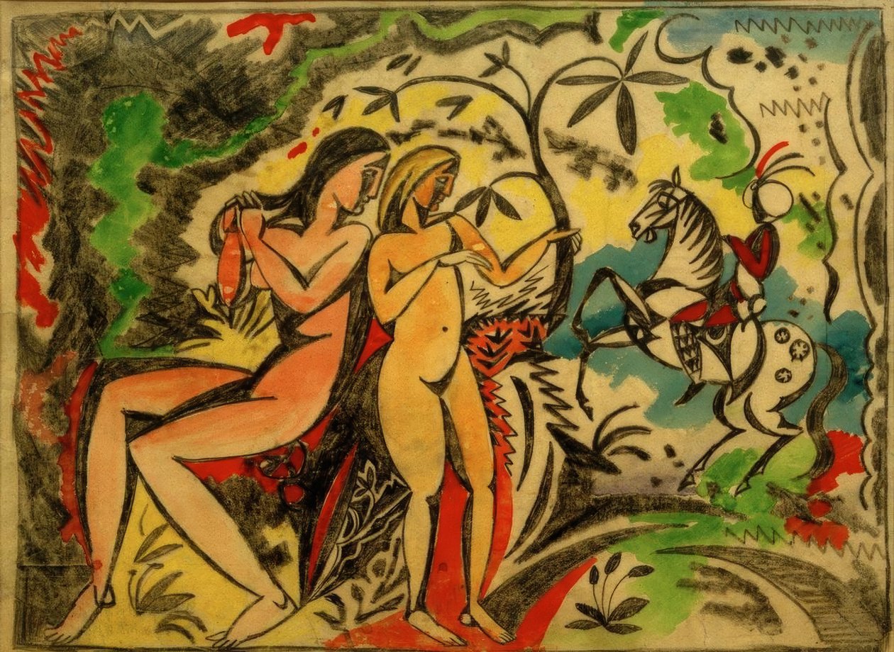 Bather और तुर्की सवार, कढ़ाई डिजाइन द्वारा अगस्त मैके