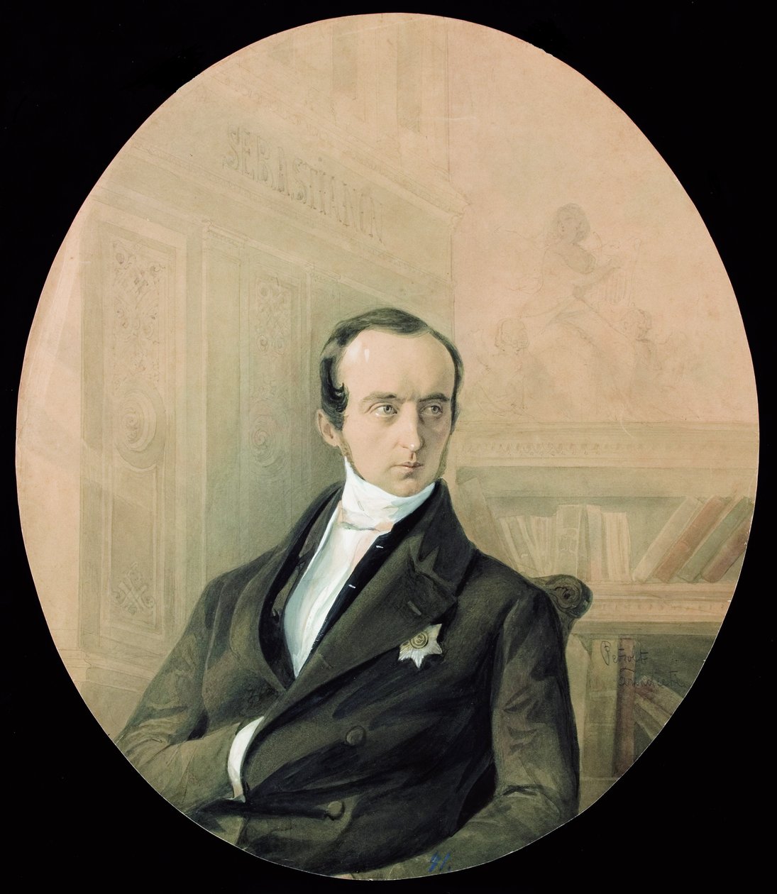 प्रिंस व्लादिमीर फ्योडोरोविच ओडोयेव्स्की का पोर्ट्रेट 1803-1869, 1840 के अंत में। द्वारा अगस्त फ्रेडरिकोविच पेटज़ोल्ड