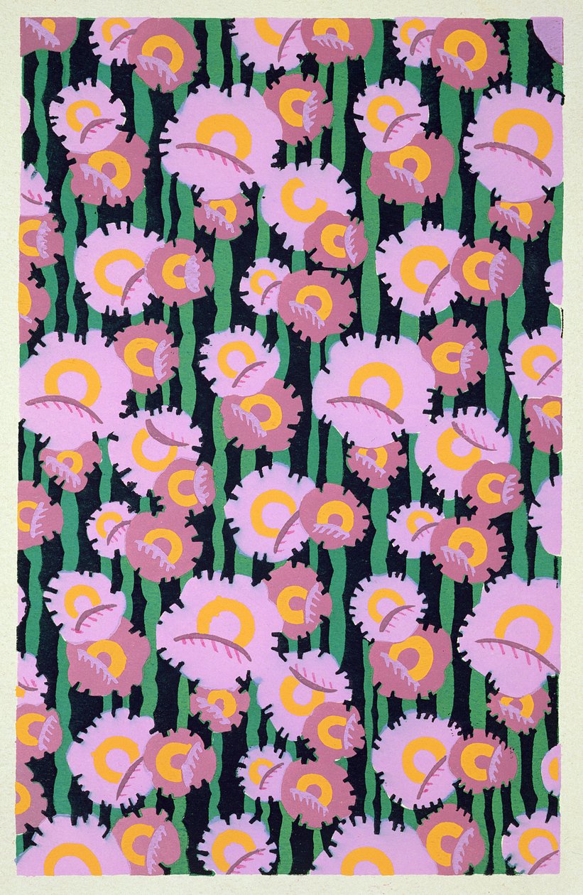 ए। लेवी, सेंट्रल लाइब्रेरी ऑफ फाइन आर्ट्स, पेरिस, 1921 (स्टेंसिल प्रिंट) द्वारा प्रकाशित &39;फॉर्म्स एंड कलर्स: बीस कलर प्लेट्स से साठ-सत्तर डेकोरेटिव मोटिफ्स&39; से फ्लोरल डिजाइन मोटिफ। द्वारा अगस्टे एच। थॉमस