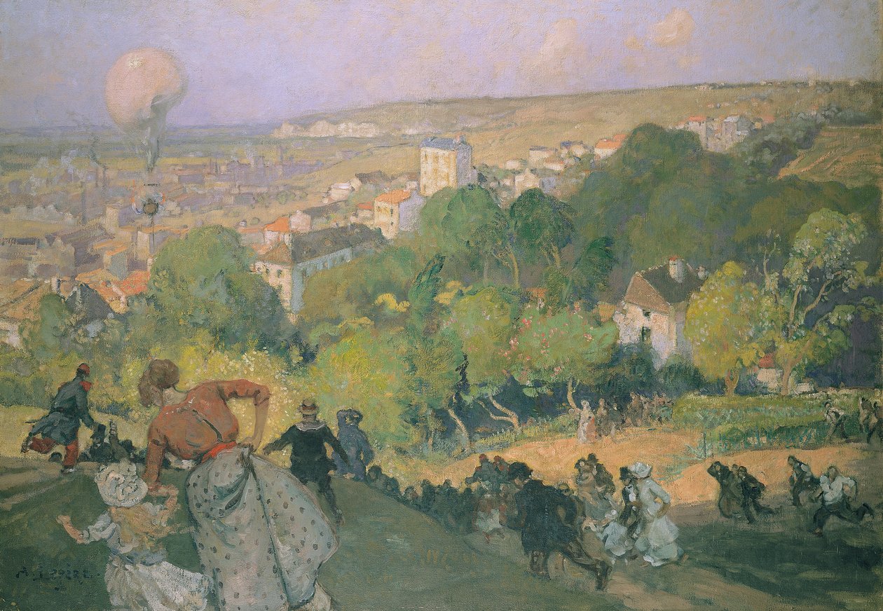 Pre St-Gervais में बैलून लैंडिंग, c.1885 द्वारा अगस्टे लुई लेपेयर