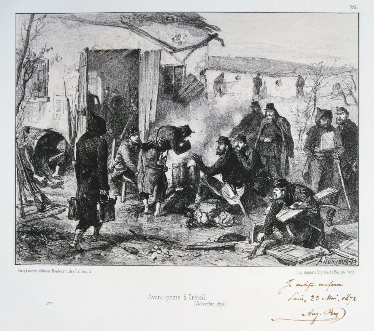 क्रीटिल, पेरिस की घेराबंदी, फ्रेंको-प्रशिया युद्ध, दिसंबर 1870 1872 में फ्रांसीसी उन्नत गार्ड पोस्ट द्वारा अगस्टे ब्राय