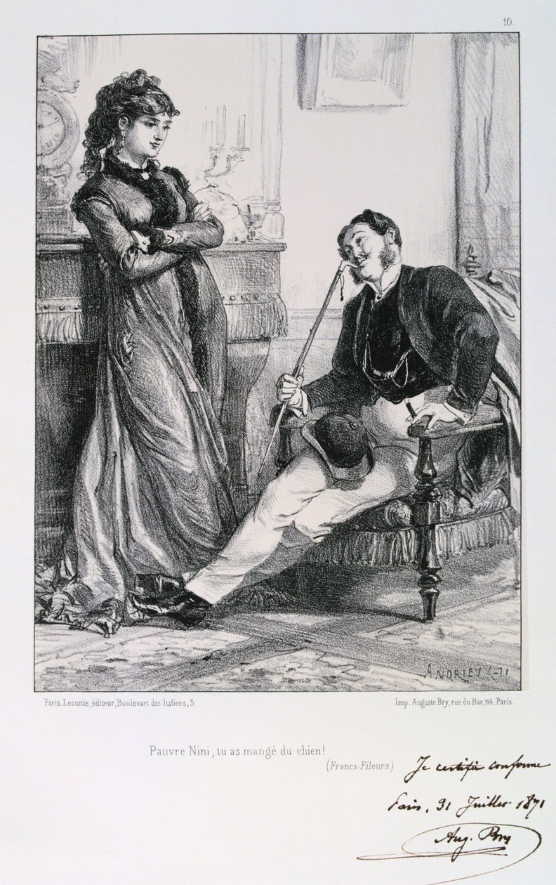 गरीब निन्नी, तुमने एक कुत्ता खा लिया है!, पेरिस की घेराबंदी, 1871। द्वारा अगस्टे ब्राय