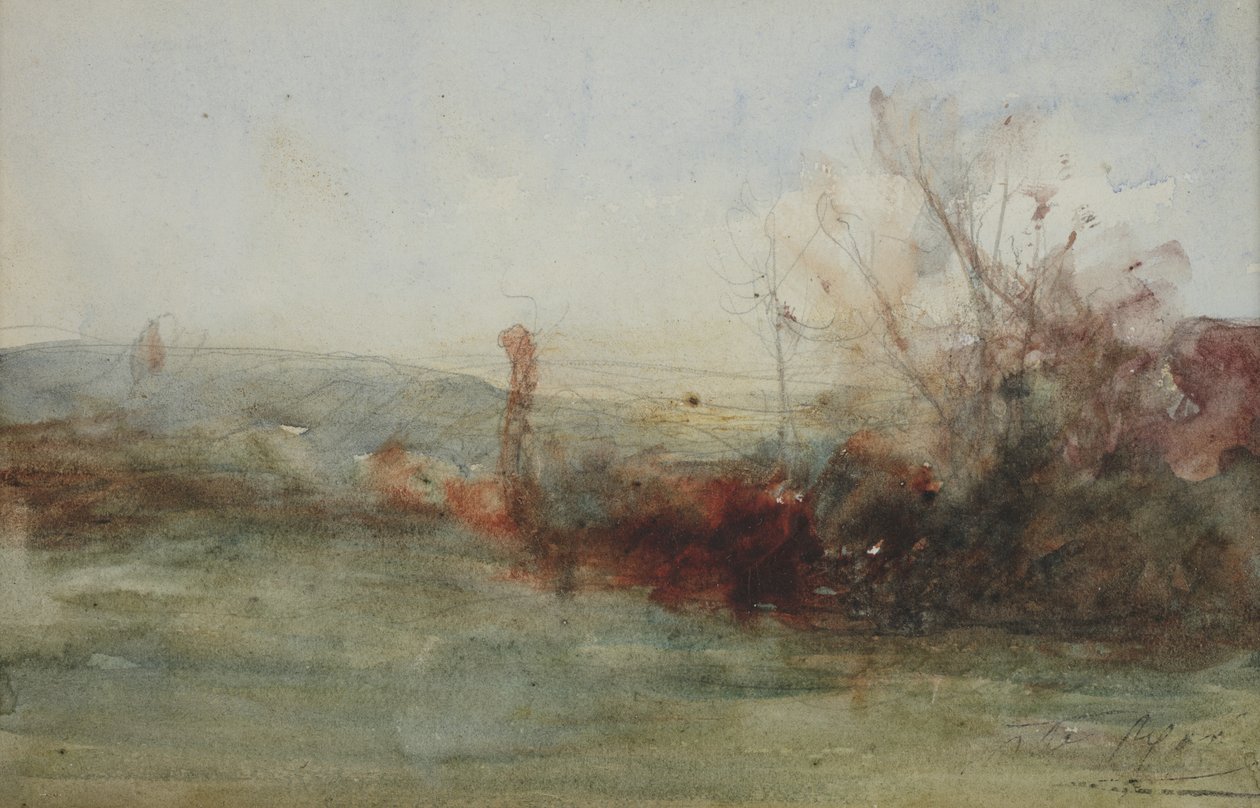 लैंडस्केप, c.1853-65 (कागज पर पानी के रंग) द्वारा अगस्टे फ्रेंकोइस रेवियर