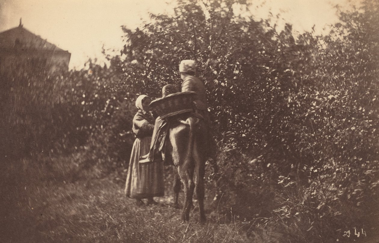 गधे के साथ दो महिलाएं, 1870 के अंत में। द्वारा अगस्टे गिरौडोन