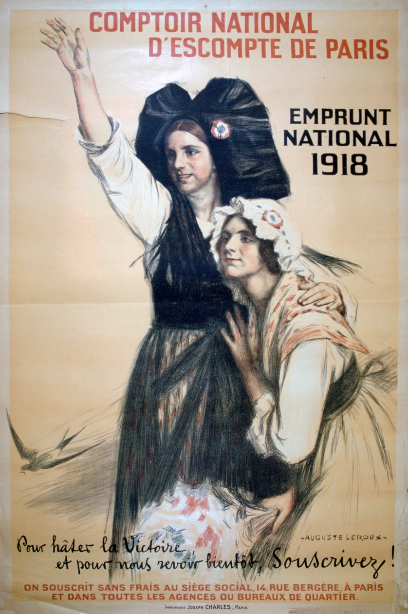Comptoir National d'Escompte de Paris', फ्रेंच विश्व युद्ध I पोस्टर, 1918 द्वारा अगस्टे लेरौक्स