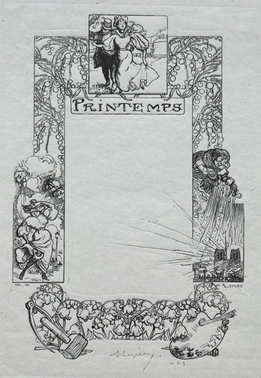 पेरिस पंचांग, 1897: सजावटी सीमा, वसंत, 1897। द्वारा अगस्टे लुई लेपेयर