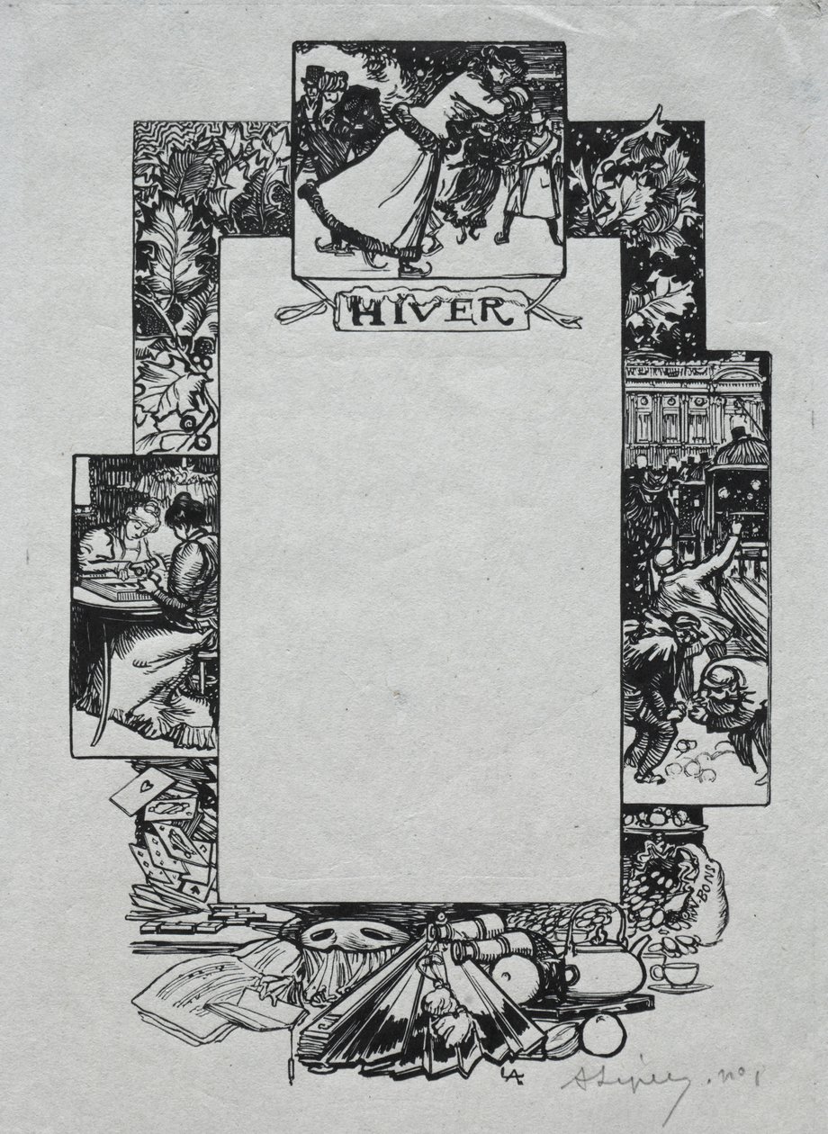 पेरिस पंचांग, 1897: सजावटी सीमा, शीतकालीन, 1897। द्वारा अगस्टे लुई लेपेयर