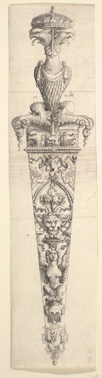 डिजाइन फॉर ए डैगर एंड शीथ, 1543। द्वारा ऑगस्टिन हिर्शचोगेल