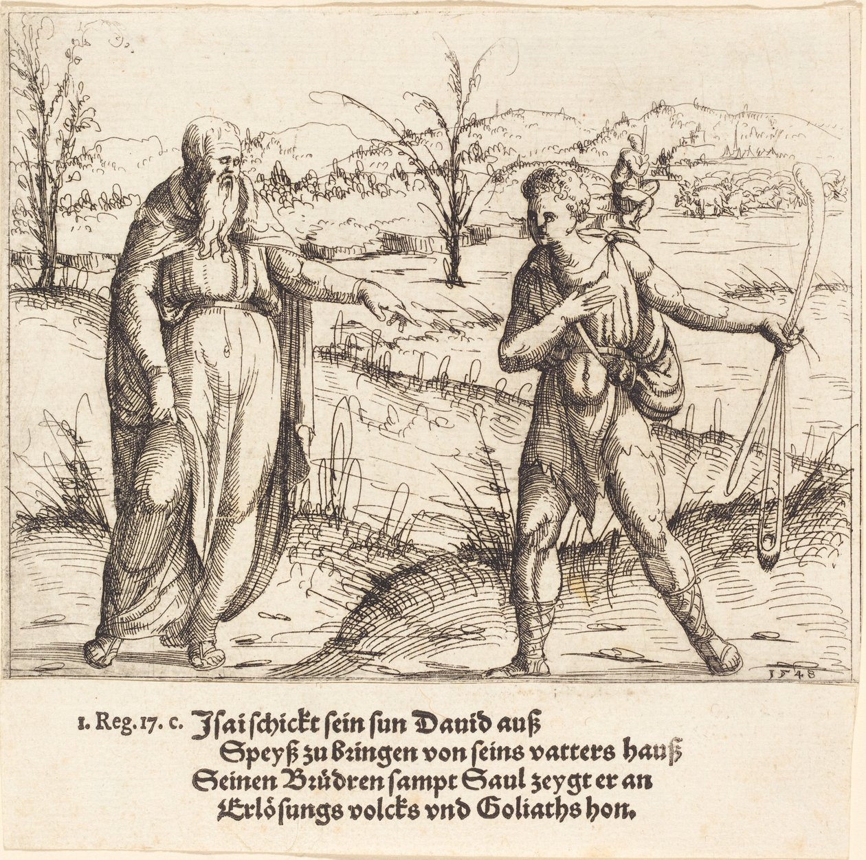 जेसी डेविड को उनके भाइयों और शाऊल, 1548 को भेजता है। द्वारा ऑगस्टिन हिर्शचोगेल