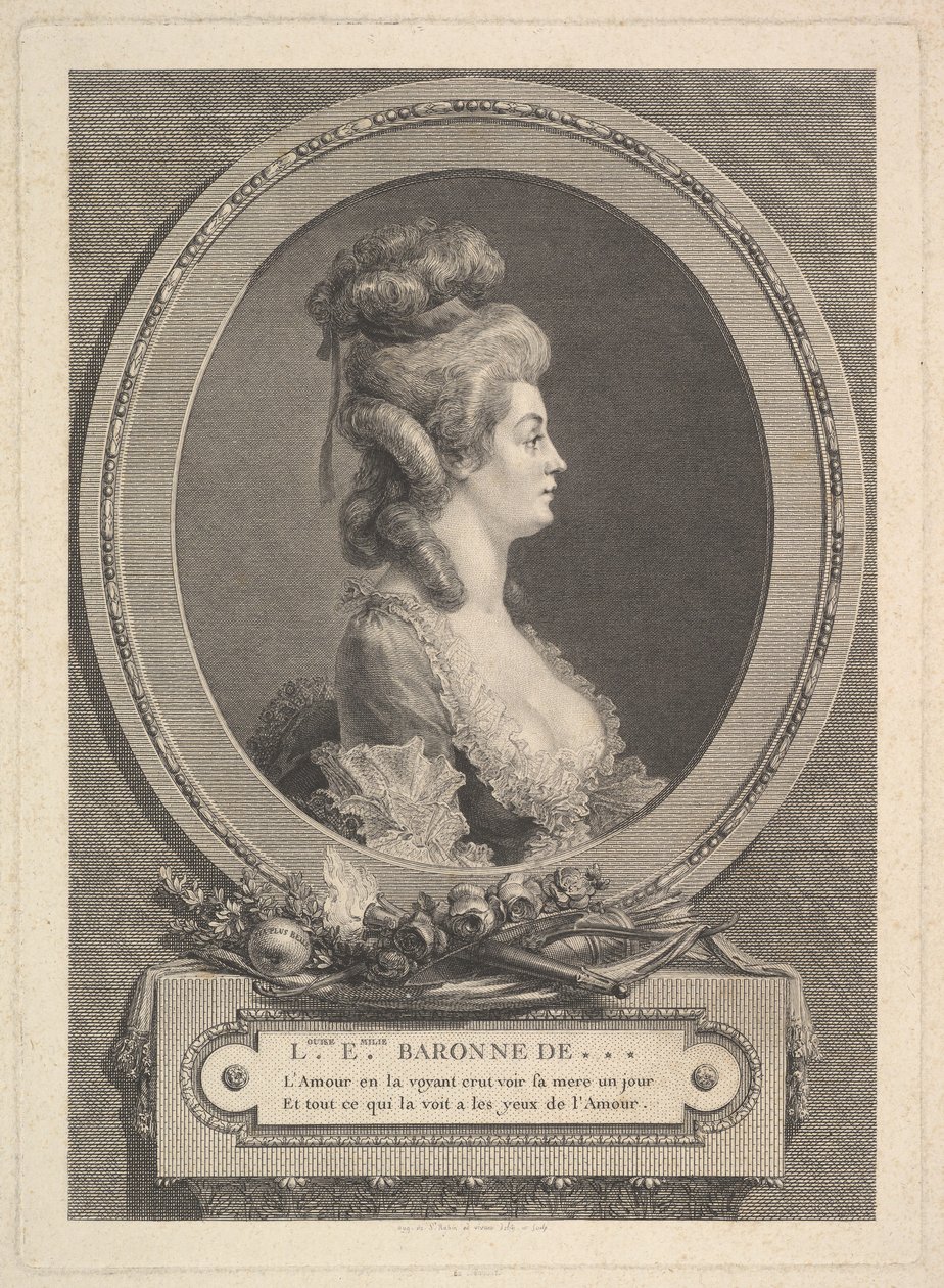 लुईस ilmilie Baronne de ***, 1779 का पोर्ट्रेट। द्वारा ऑगस्टिन डी सेंट औबिन