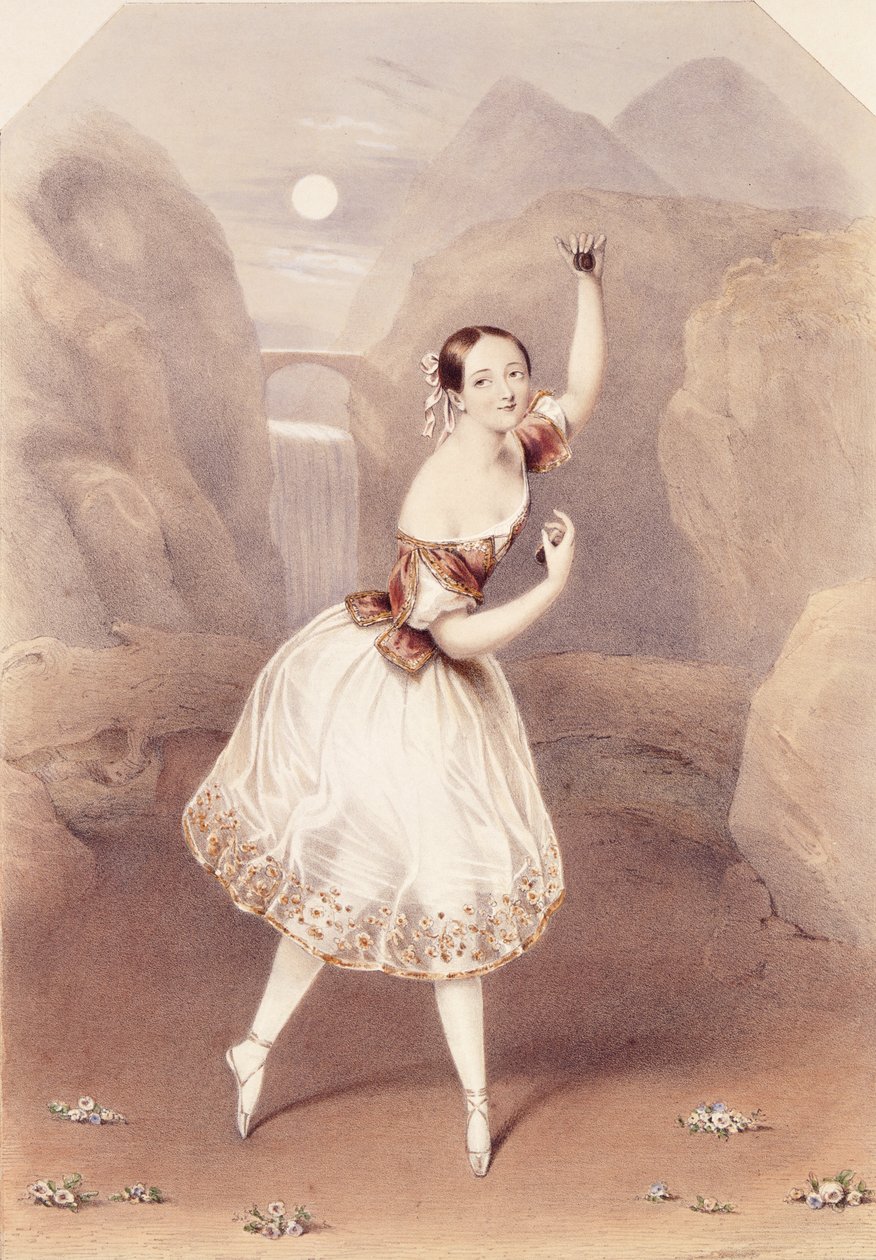 मैरी टैग्लियोनी (1804-84) लॉरेटा के रूप में &39;ला गिताना&39; में, c.1839 द्वारा ऑगस्टस जूल्स बोविएर