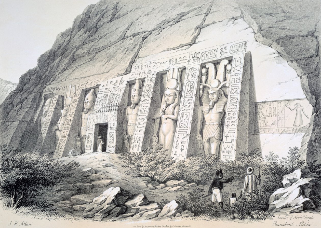 उत्तर मंदिर का बाहरी हिस्सा, एब्साम्बौल, नूबिया, सी 1850 द्वारा ऑगस्टस बटलर