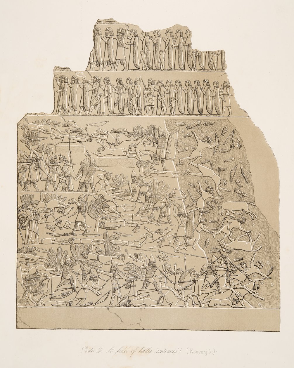 नीनवे के स्मारकों, पब से लड़ाई का एक क्षेत्र (कौयुनजिक)। 1849 द्वारा ऑस्टेन हेनरी लेयर्ड