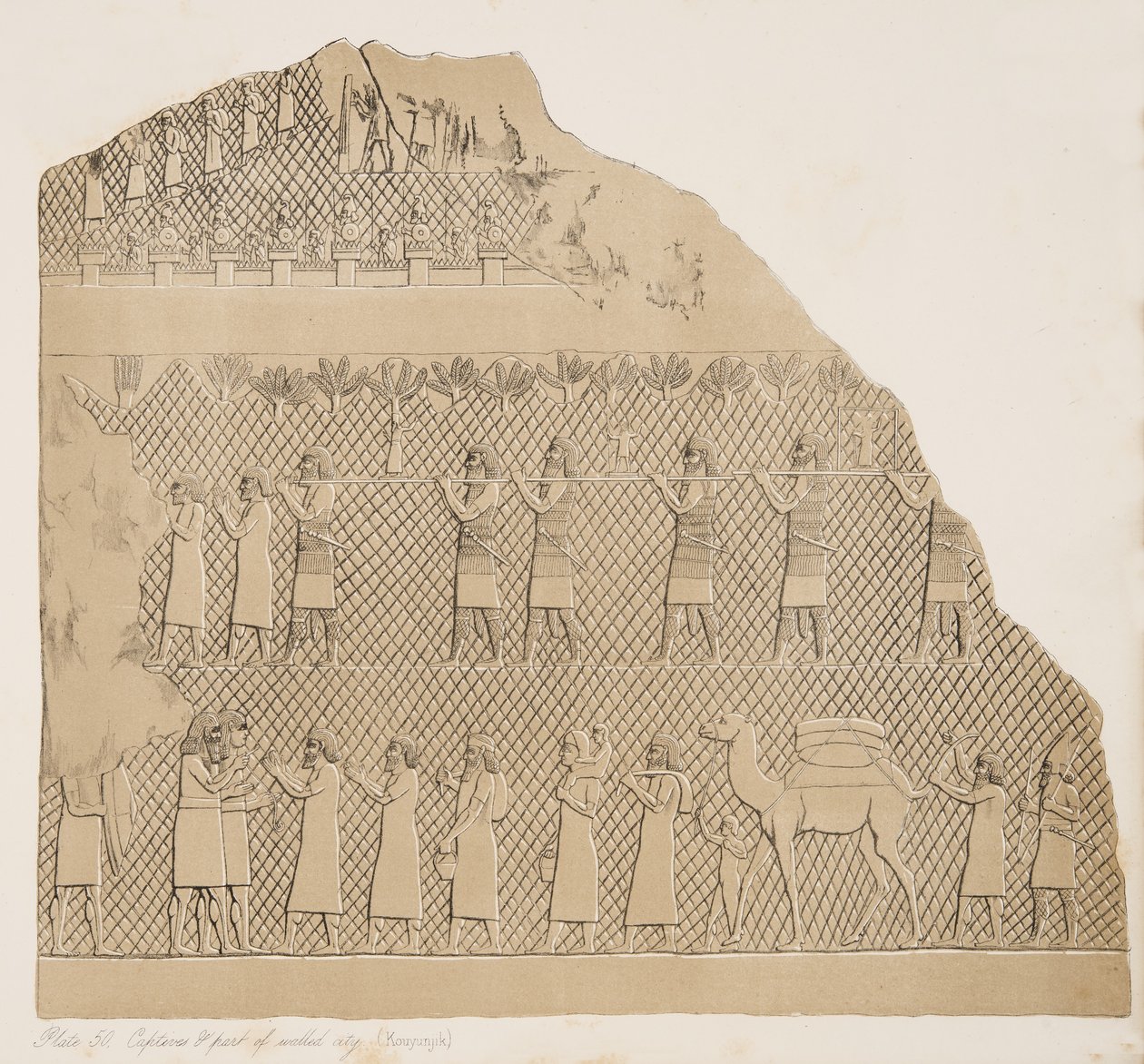 बंदी और दीवार वाले शहर का हिस्सा (कौयुनजिक) नीनवे के स्मारकों, 1858 द्वारा ऑस्टेन हेनरी लेयर्ड