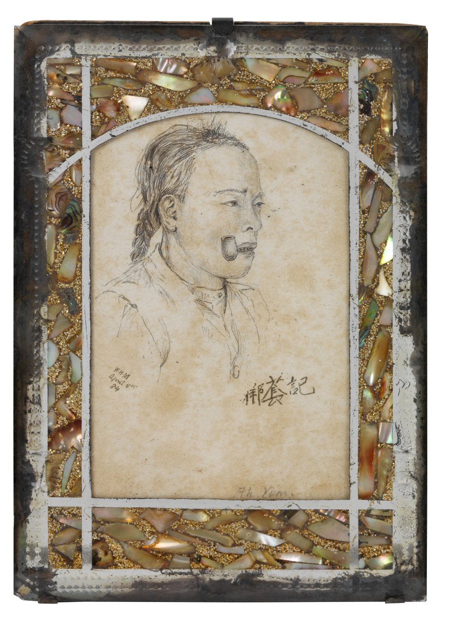 आह यम, 5 अप्रैल 1884 (ओपलिसिस ग्लास फ्रेम के साथ कागज पर पेंसिल) द्वारा ऑस्ट्रेलियाई स्कूल