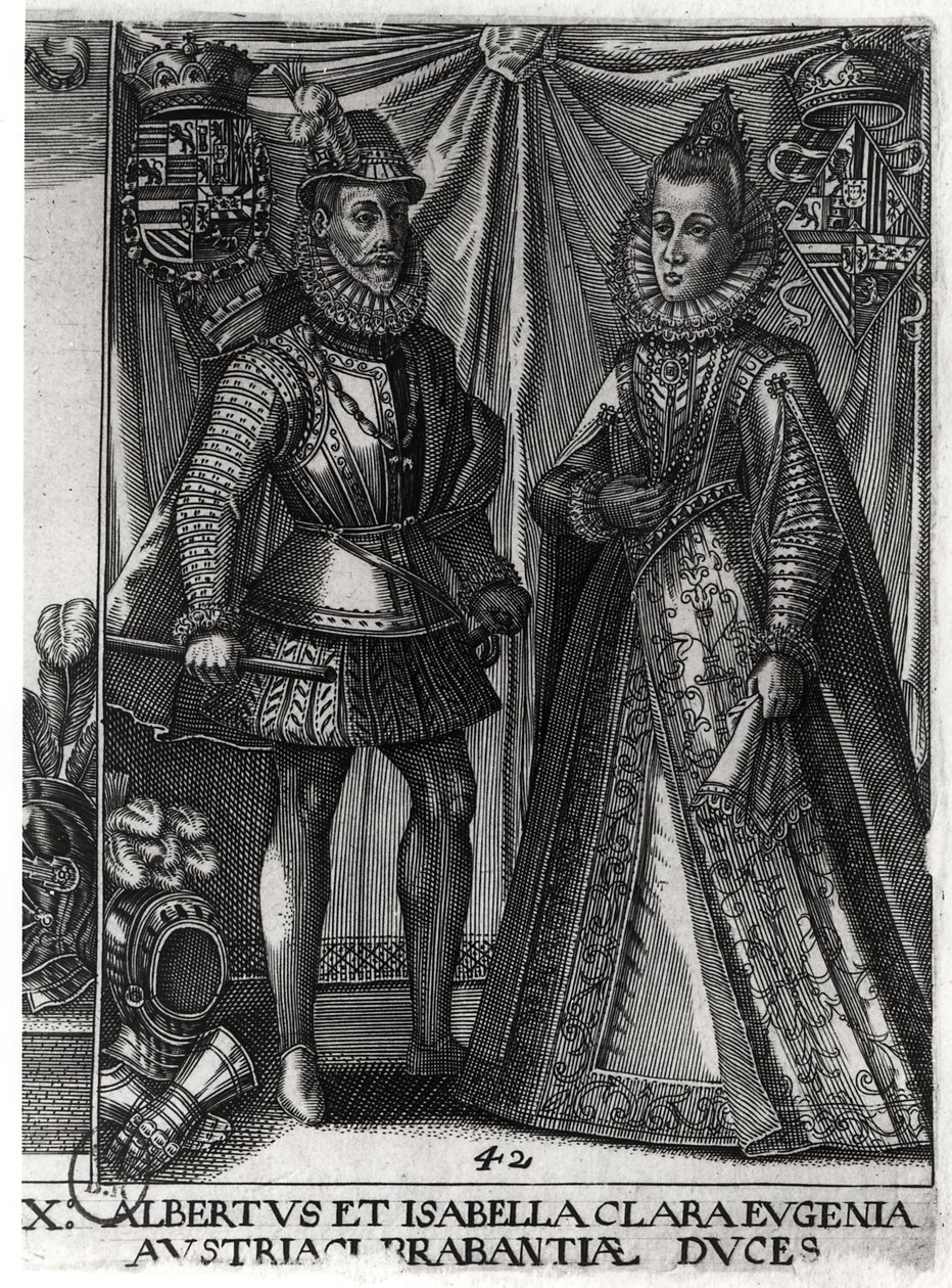 अल्बर्ट का चित्रण, आस्ट्रिया का आर्चड्यूक (1559-1621) और उनकी पत्नी इसाबेला क्लारा यूजेनिया (1566-1633) आस्टचूके ऑफ ऑस्ट्रिया, 1613 द्वारा ऑस्ट्रियाई स्कूल