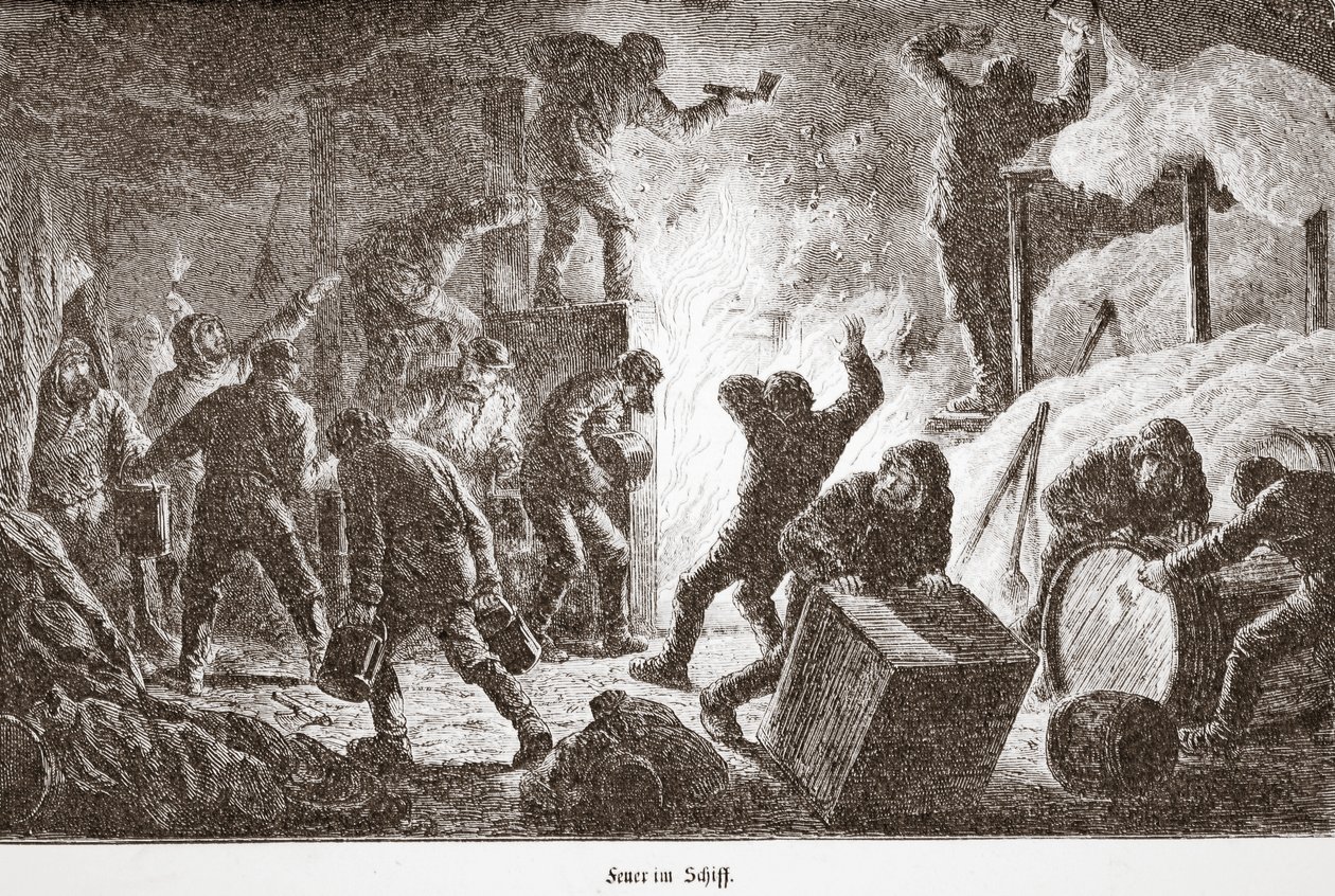 जहाज पर आग, 1876 द्वारा ऑस्ट्रियाई स्कूल