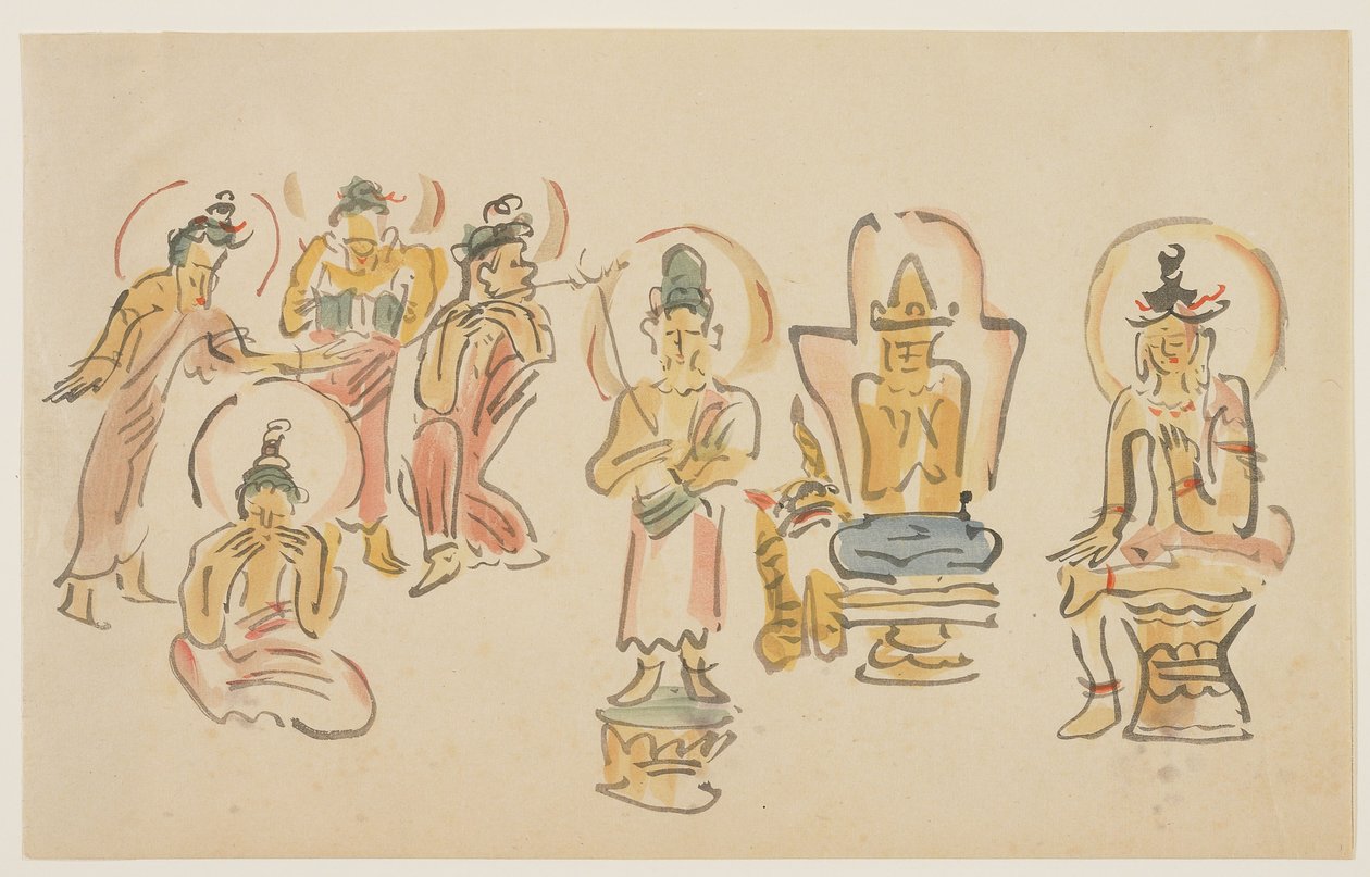 (असाकुसा कन्नन मंदिर कैरिकेचर ए), सी। 1900 द्वारा अवशिमा कंगस्तु