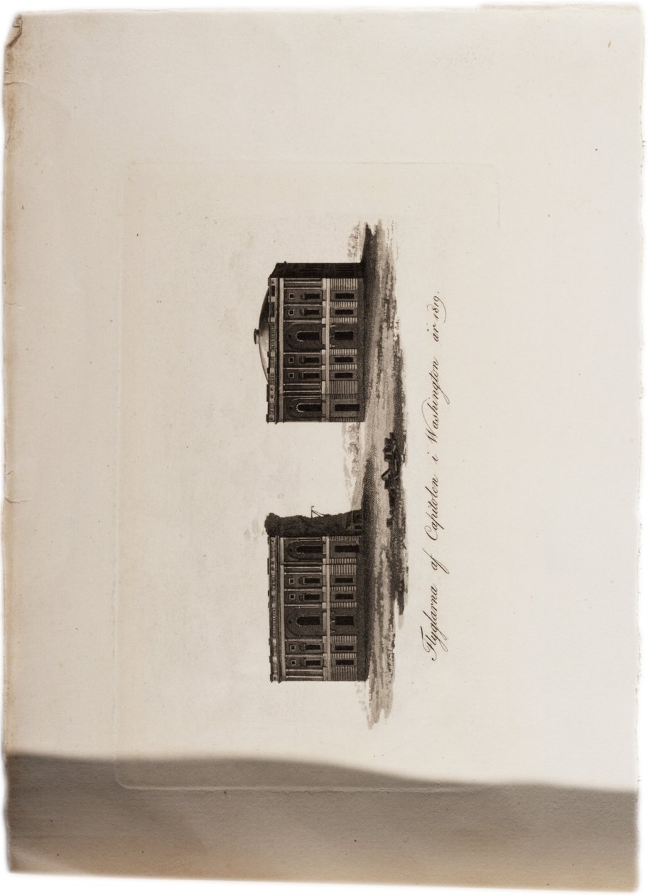 कैपिटल, वाशिंगटन के विंग्स, 1819 में, संयुक्त राज्य अमेरिका के एटलस से, 1824 (एक्वाटिंट) द्वारा एक्सल लियोनहार्ड क्लिनकोवस्त्रम