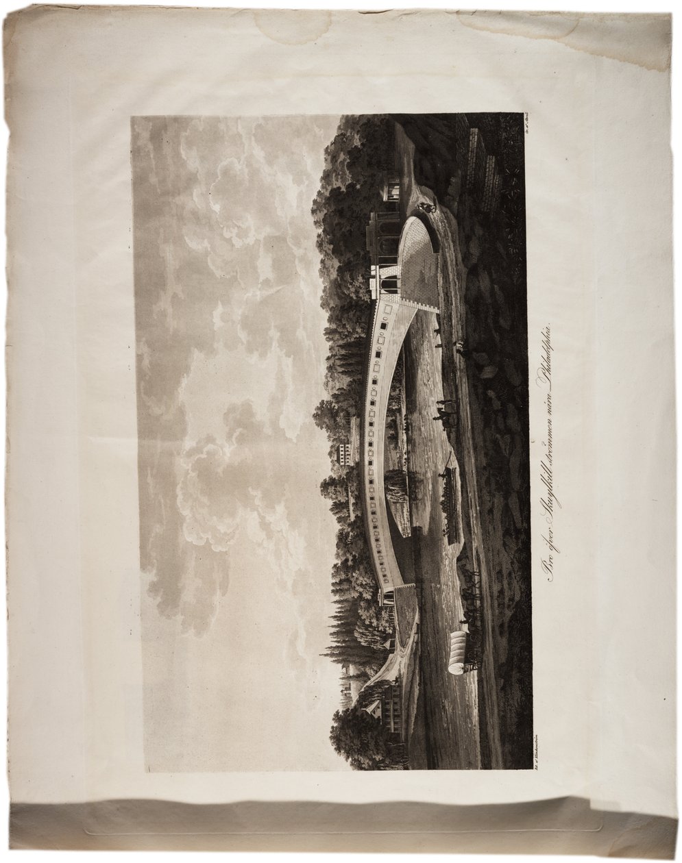 संयुक्त राज्य अमेरिका के एटलस से फिलाडेल्फिया के पास शूइलकिल पर पुल, 1824 (जलीय) द्वारा एक्सल लियोनहार्ड क्लिनकोवस्त्रम