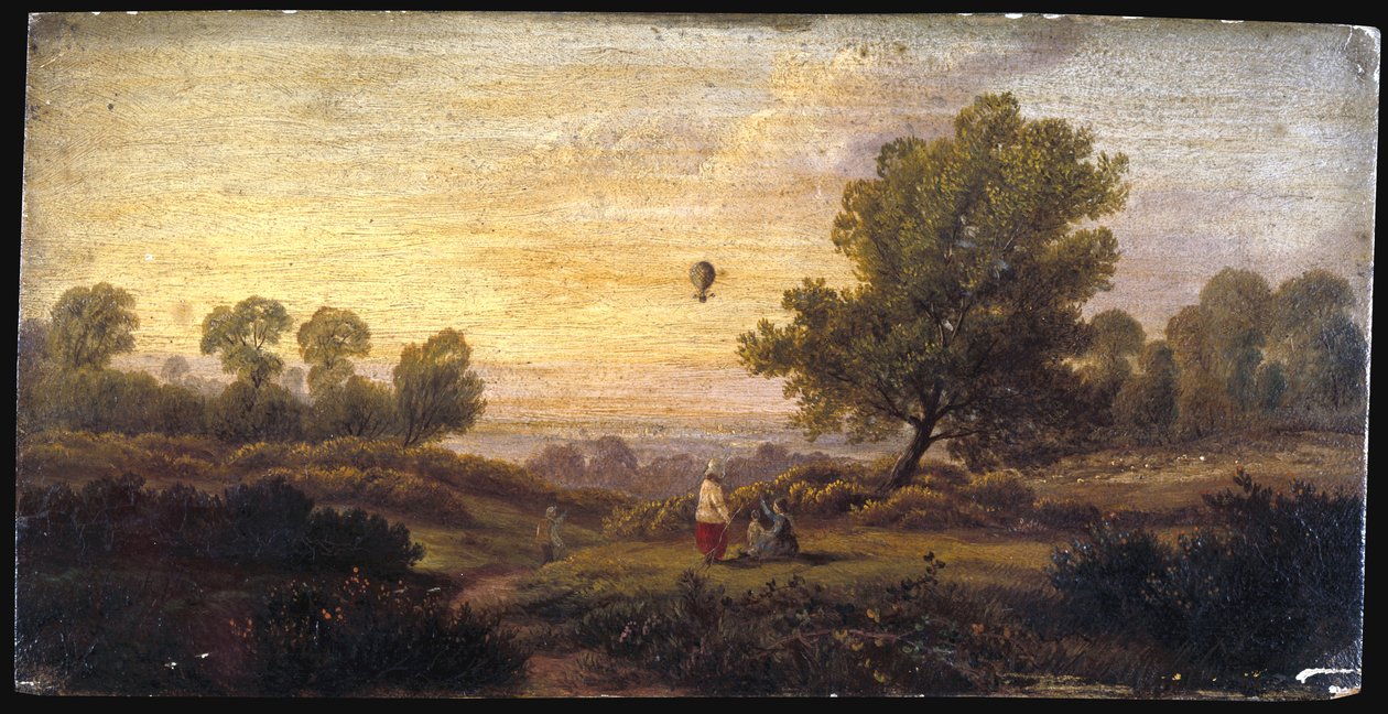 बैलून ओवर वुडलैंड, c.1840 द्वारा B. कुक