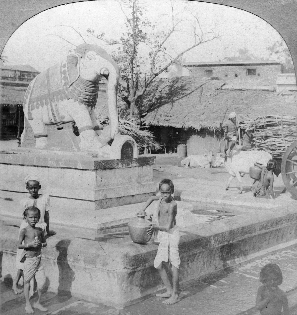 एक हाथी फव्वारा, मदुरा, भारत, 1901। द्वारा बीएल सिंगली