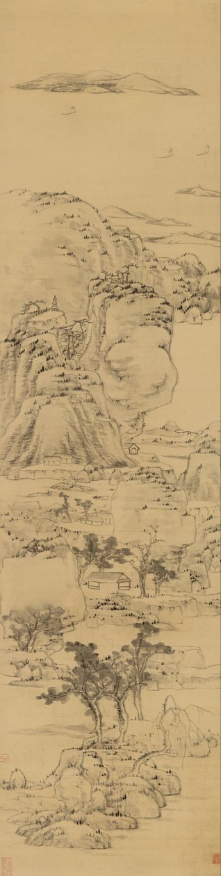 नी ज़ैन की शैली में लैंडस्केप, (1301-1374) द्वारा बड़ा शैनरेन