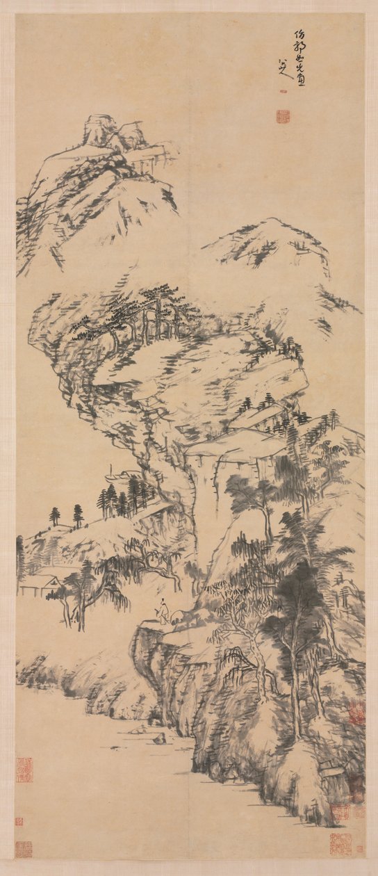 गुओ झोंगशू के बाद लैंडस्केप, 1600s-1705 के मध्य में। द्वारा बड़ा शैनरेन