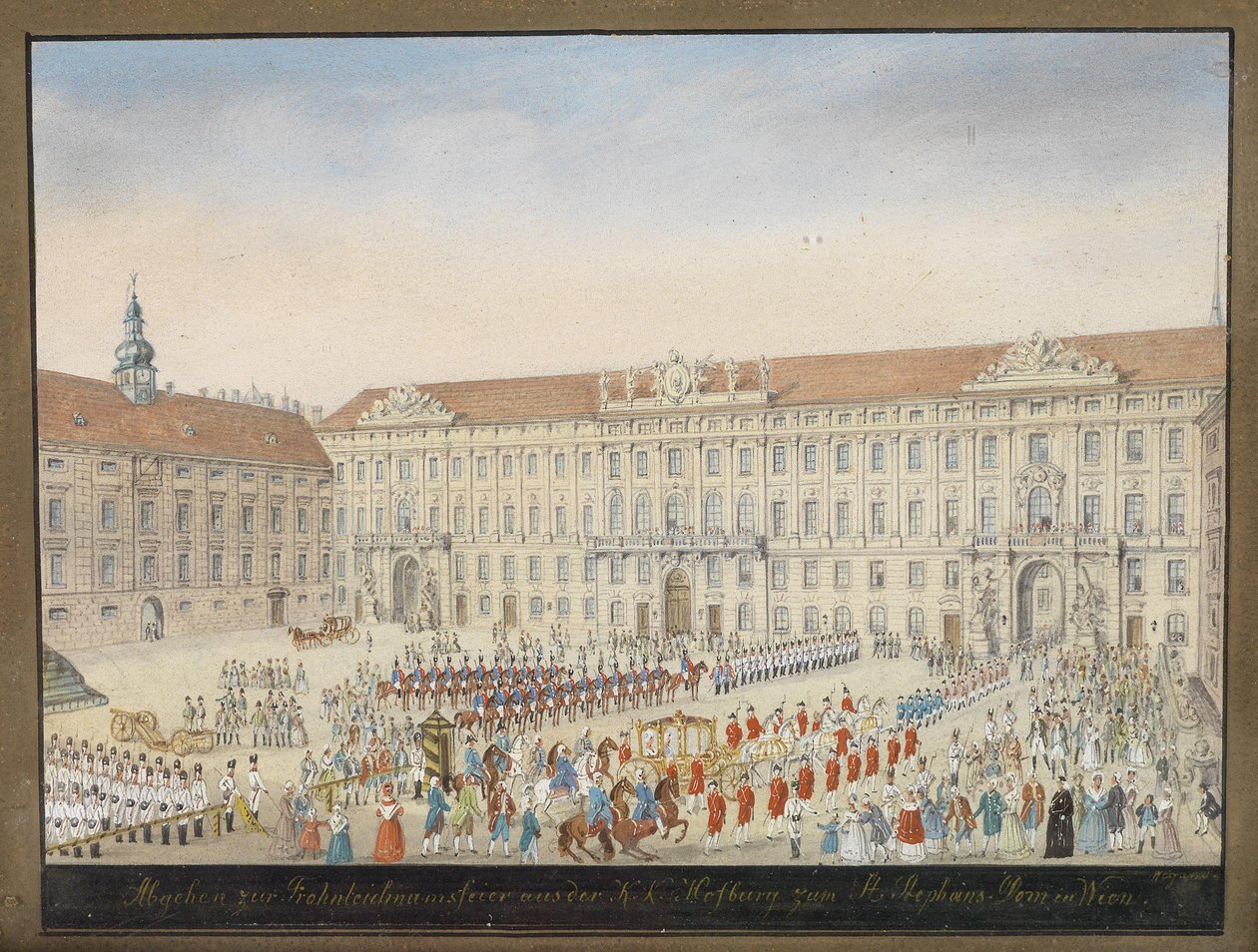 कॉर्पस क्रिस्टी उत्सव की यात्रा kk Hofburg से वियना के सेंट स्टीफन कैथेड्रल तक द्वारा बलथासर विगैंड