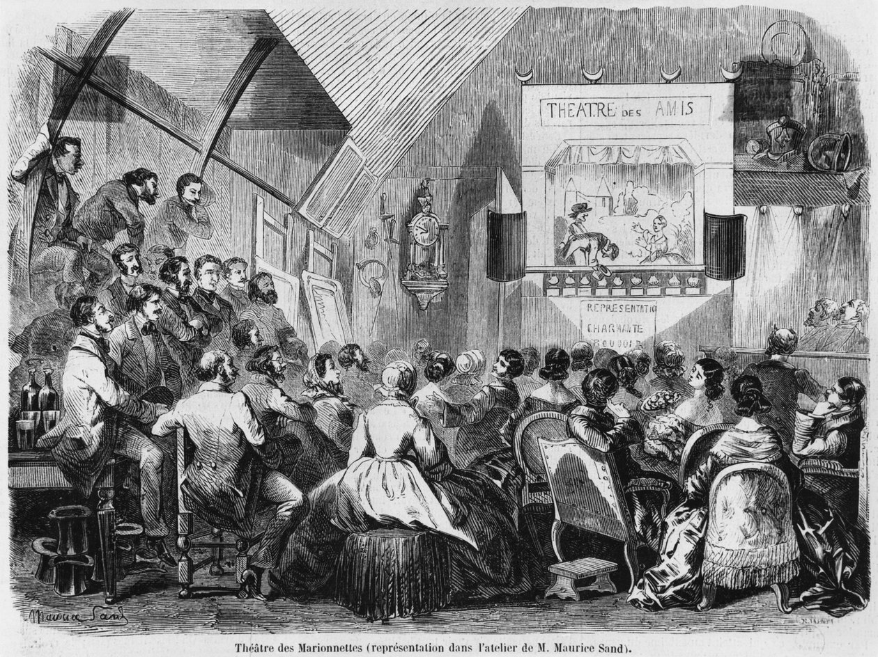 मौरिस सैंड के स्टूडियो में पपेट शो, 1870 द्वारा मौरिस रेत