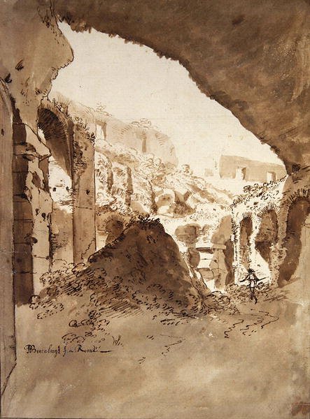 कालीज़ीयम के अंदर का नज़ारा (कागज पर काला चाक, पेन और ब्राउन वॉश) द्वारा बर्थोलोमस बिरनबर्ग