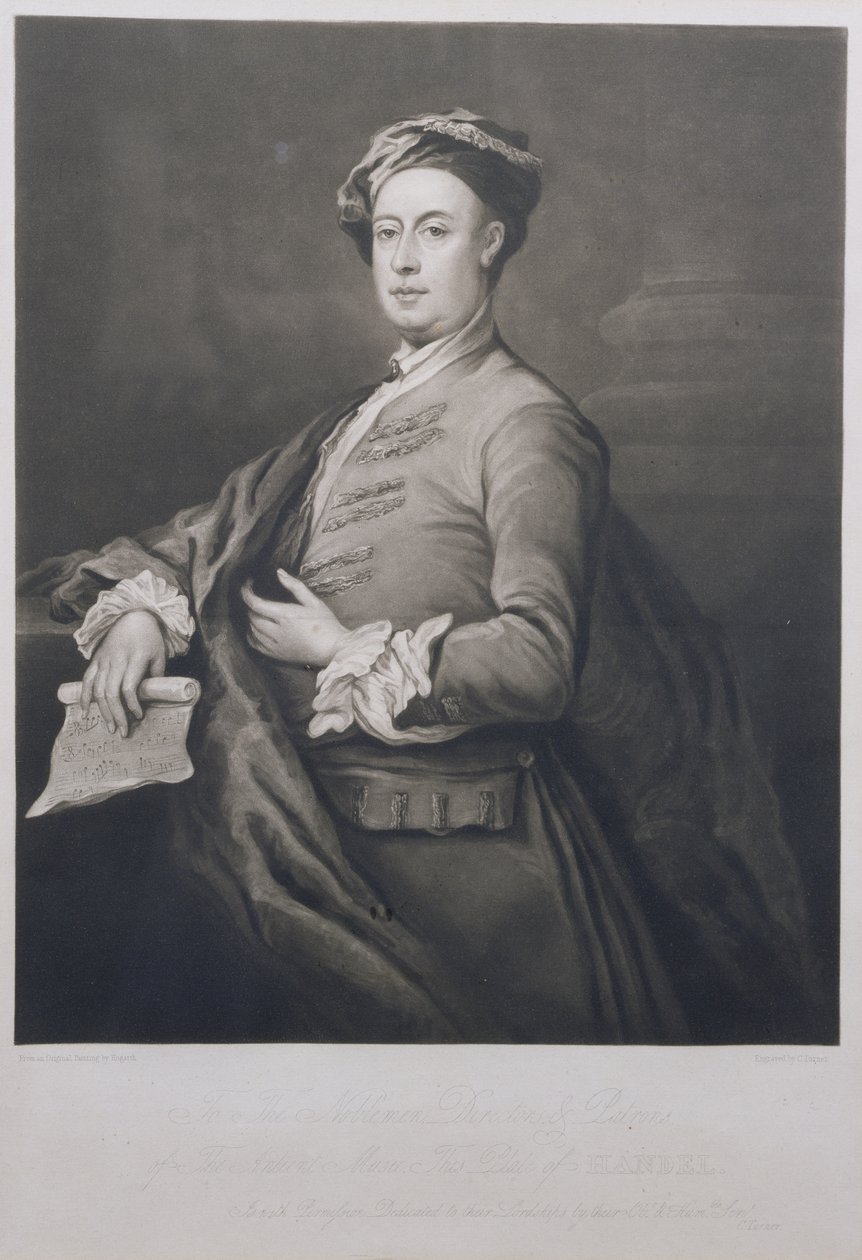 जॉर्ज फ्रेडरिक हैंडेल (1685-1759) का पोर्ट्रेट चार्ल्स टर्नर (1773-1857) 1821 (मेजोटिनट) द्वारा उत्कीर्ण द्वारा 