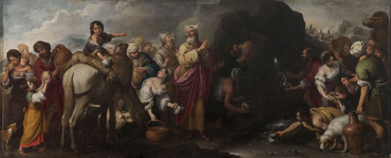 चट्टान से पानी निकालता मूसा, 1667-1670। द्वारा बार्टोलोमे एस्टेबन मुरिलो