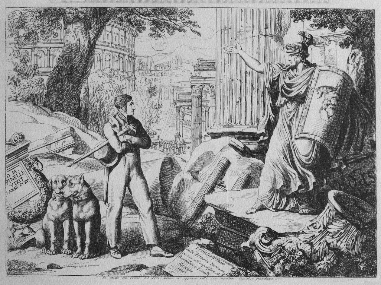 1818 में &39;इस्तोरिया रोमाना&39; के सामने, द्वारा बार्टोलोमो पिनेली