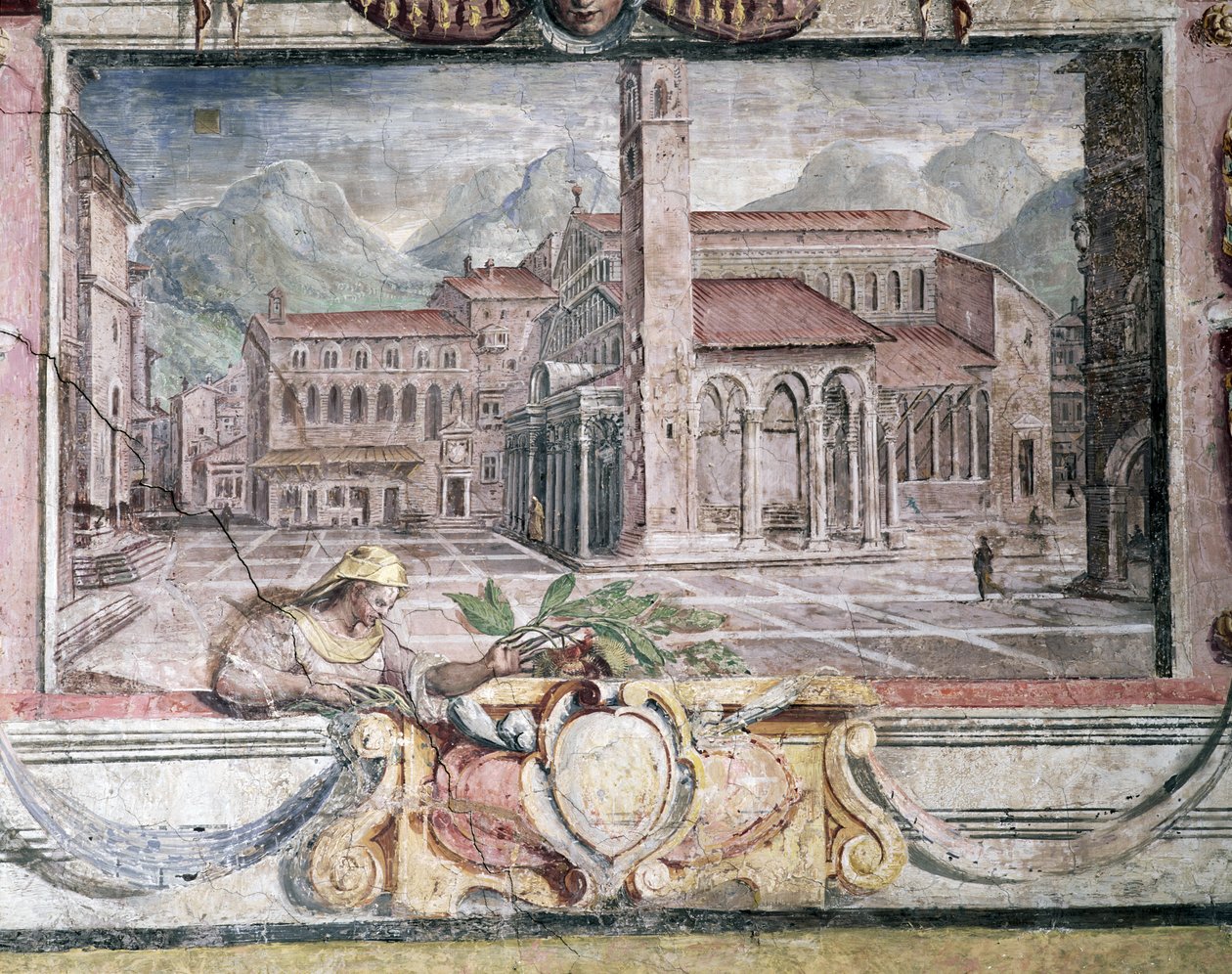 शयनकक्ष, मेडिसी नियम, पिस्तोइया, 1564-75 फ्रेस्को के तहत शहरों को दर्शाने वाले फ्रिज़ का विस्तार द्वारा बार्टोलोमो अम्मानती