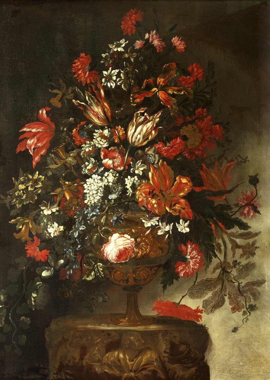 फूल का टुकड़ा, c.1700 (कैनवास पर तेल) द्वारा बार्टोलोमियो बिम्बी