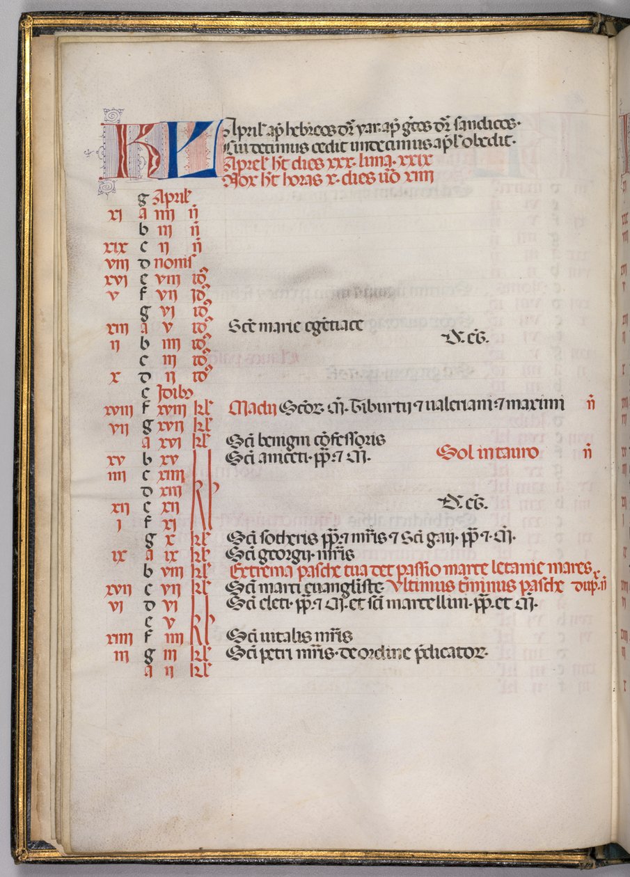 मिसल: फूल। 4v: अप्रैल कैलेंडर पेज, 1469। द्वारा बार्टोलोमो कैपोराली